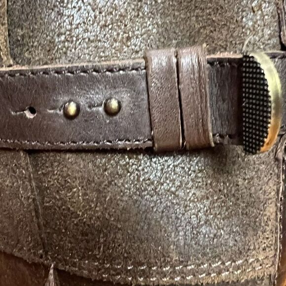 UGG Australia Boots Size 7 Dayle Lodge Brown Oiled Leather Tall Zip Riding - Picture 9 of 9